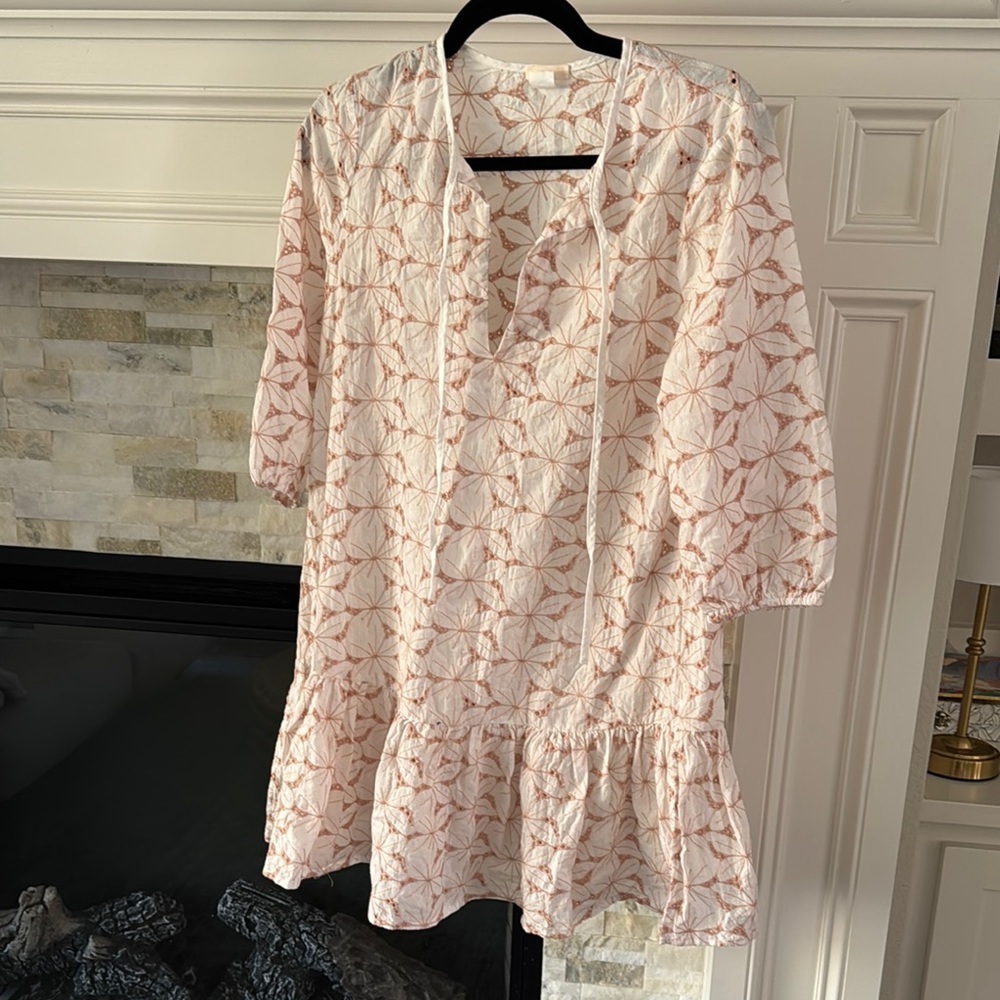 Eberjey Floral Lace Ruffle Coverup Dress Sheer Beach Resortwear Sample OS